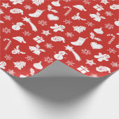 Blauwe achtergrond kerstrood cadeaupapier (Hoek)