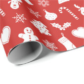 Blauwe achtergrond kerstrood cadeaupapier (Rol Hoek)