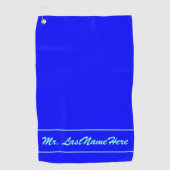 Blauwe achtergrond met Aquamarine Script-achtige n Golfhanddoek (Voorkant)