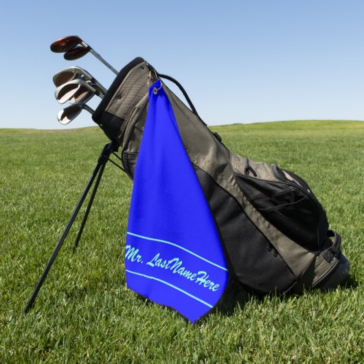 Blauwe achtergrond met Aquamarine Script-achtige n Golfhanddoek (Groen)