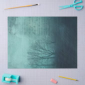 Blauwe achtergrond met bomen en schrijven tissuepapier (Craft)