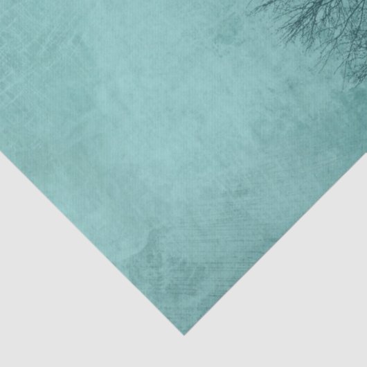 Blauwe achtergrond met bomen en schrijven tissuepapier (Detail)