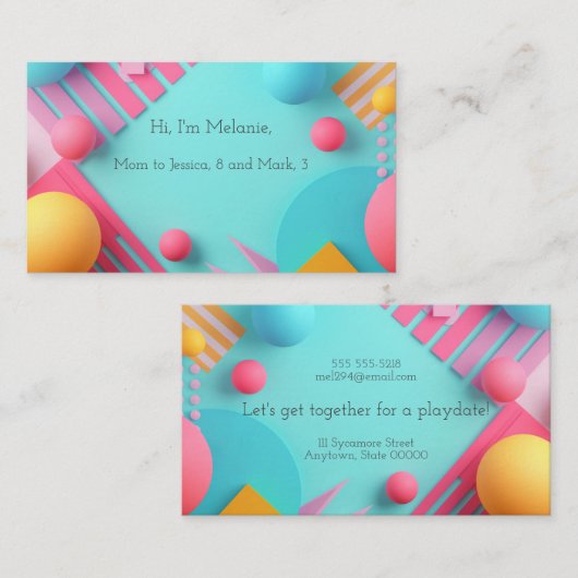 Blauwe achtergrond met diverse vormen en bollen visitekaartje (Voorkant / Achterkant)