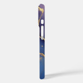 Blauwe achtergrond met gouden strepen en stippen Case-Mate iPhone case (Achterkant / Links)