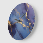 Blauwe achtergrond met gouden strepen en stippen grote klok (Hoek)