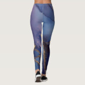 Blauwe achtergrond met gouden strepen en stippen leggings (Achterkant)