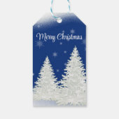 Blauwe achtergrond met kerstboom cadeaulabel (Achterkant)