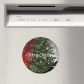 Blauwe achtergrond met kerstboom magneet (Insitu (Vaatwasser))