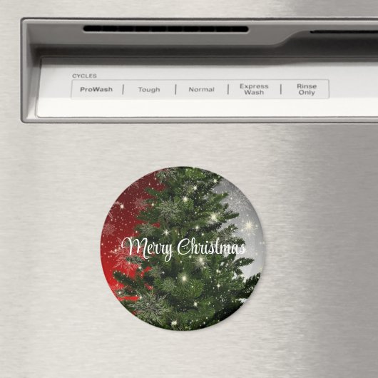 Blauwe achtergrond met kerstboom magneet (Insitu (Vaatwasser))