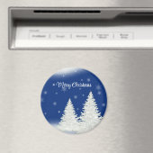 Blauwe achtergrond met kerstboom magneet (Insitu (Vaatwasser))