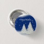 Blauwe achtergrond met kerstboom ronde button 3,2 cm (Voorkant /achterkant)
