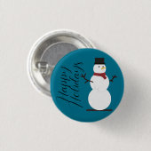 Blauwe achtergrond met Snowman Ronde Button 3,2 Cm (Voorkant /achterkant)