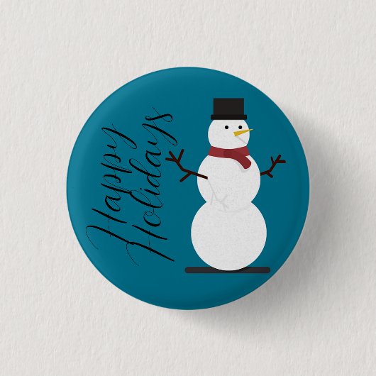 Blauwe achtergrond met Snowman Ronde Button 3,2 Cm (Voorkant)