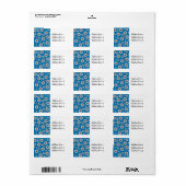 Blauwe Achtergrond met Witte Bloemen Etiket (Full Sheet)
