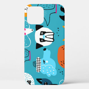 Blauwe achtergrond, speels hondenpatroon. Case-Mate iPhone case