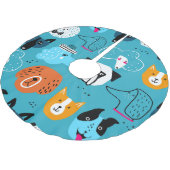 Blauwe achtergrond, speels hondenpatroon. kerstboom rok (Gekanteld)