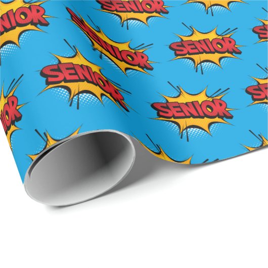 Blauwe achtergrond Super Hero Hoger Cadeaupapier (Rol Hoek)