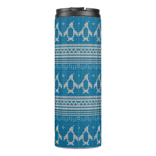 Blauwe achtergrond thermosbeker (Achterkant)