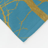 Blauwe achtergrond van gouden boomvertakkingen fleece deken (Hoek)