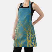 Blauwe achtergrond van gouden boomvertakkingen schort (Insitu)