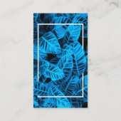 Blauwe achtergrond van tropische bladeren visitekaartje (Achterkant)