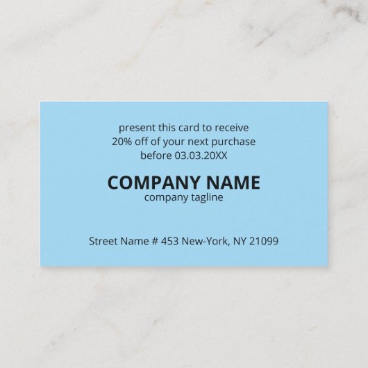 Blauwe achtergrond visitekaartje (Achterkant)