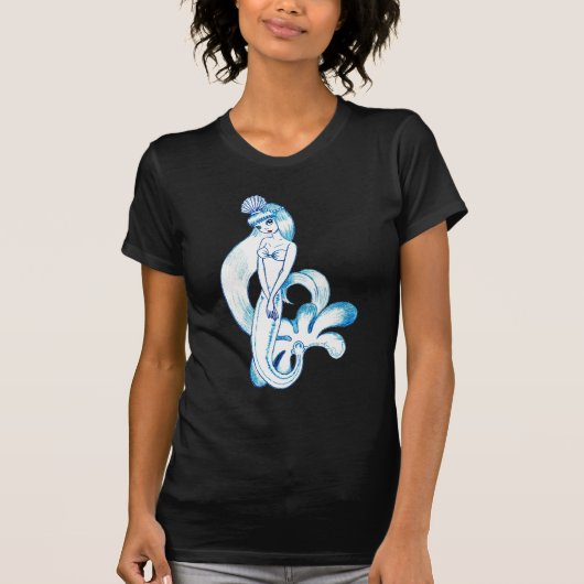 blauwe achtergrond voor Zeemeermin T-shirt (Voorkant)