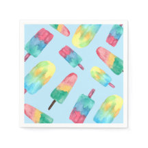 Blauwe achtergrond Waterverf Kleurrijke Popsicles