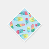 Blauwe achtergrond Waterverf Kleurrijke Popsicles Servet (Hoek)