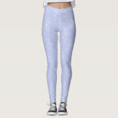 Blauwe achtergrond witte bloemen leggings (Voorkant)