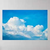 Blauwe achtergrond wolken wit poster (Voorkant)