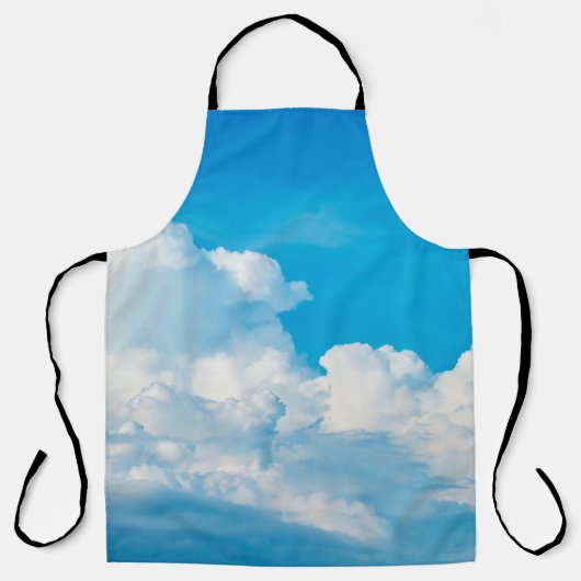 Blauwe achtergrond wolken wit schort (Voorkant)