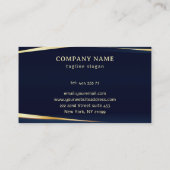 Blauwe achtergrondgouden strepen visitekaartje (Achterkant)