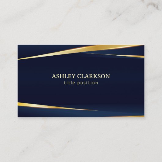 Blauwe achtergrondgouden strepen visitekaartje (Voorkant)