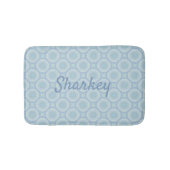 Blauwe achternaam op overlappende Ocean Bubbles Badmat (Voorkant)