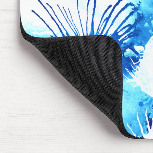 Blauwe acrylinkt Abstracte verf van flora Muismat (Hoek)