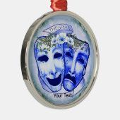 Blauwe actermaskers metalen ornament (Rechts)