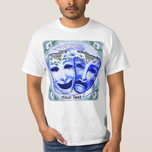 Blauwe Acteur Maskers T-shirt (Voorkant)