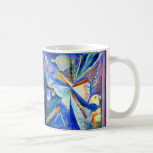 Blauwe adelaar met rood koffiemok