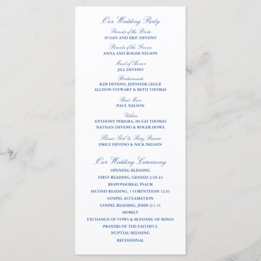 Blauwe Adirondack stoelen | ceremonieprogramma Programmakaart (Achterkant)