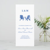 Blauwe Adirondack stoelen | ceremonieprogramma Programmakaart (Staand voorkant)