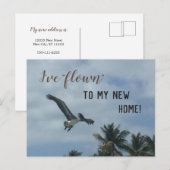 Blauwe adreswijziging Pelikaan Foto Nieuw Huis Aankondigingskaart (Voorkant / Achterkant)