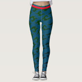 BLAUWE AFDRUKTE LEGGINGS JAPANS WAVE PATROON (Voorkant)