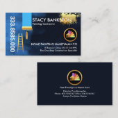 Blauwe afpelende verfvlekken spatten visitekaartje (Voorkant / Achterkant)