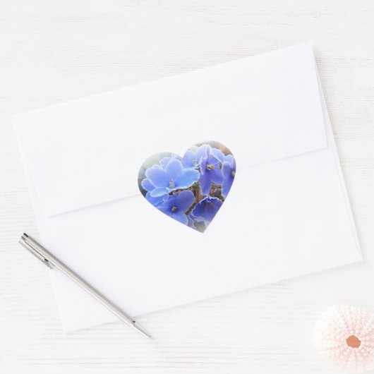 Blauwe Afrikaanse Violet Hart Sticker (Envelop)