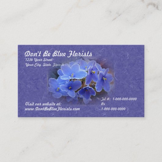 Blauwe Afrikaanse Violet Visitekaartje (Voorkant)