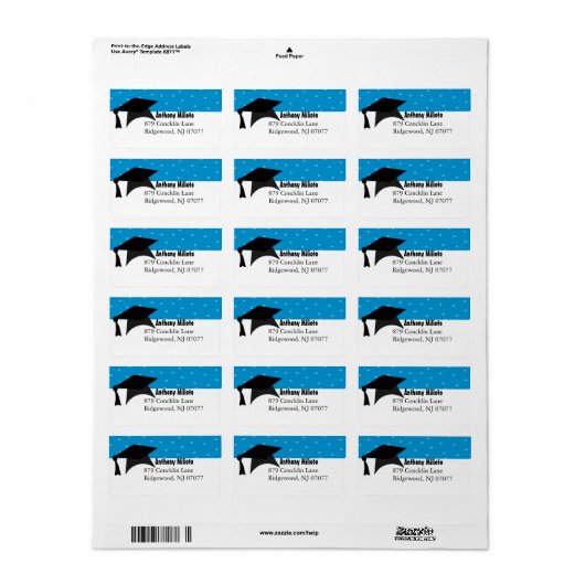 Blauwe afstudeerdop etiket (Full Sheet)