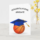 Blauwe afstudeerdop op een basketbal kaart (Gele Bloem)