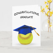 Blauwe afstudeerdop op een gele softbal kaart (Gele Bloem)