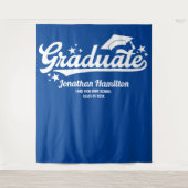 Blauwe afstudeerfeest achtergrond wandkleed (Voorkant)